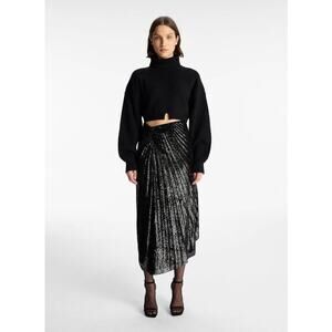 A.L.C. Black and Silver Midi Skirt NWT NEW Women’s